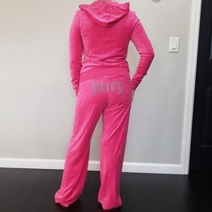 Juicy Couture Tracksuit Set Hot Pink Jacket Pants Small Medium Bum Butt Logo